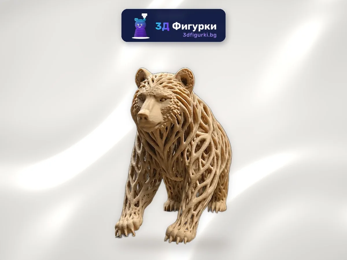 Ажурна фигурка Мечка от преплетени корени