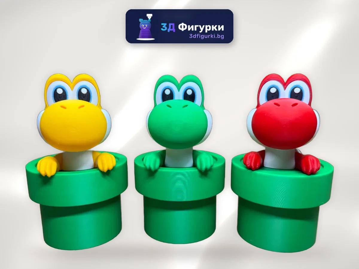 Фигурка Динозавър в зелена тръба в стил Yoshi