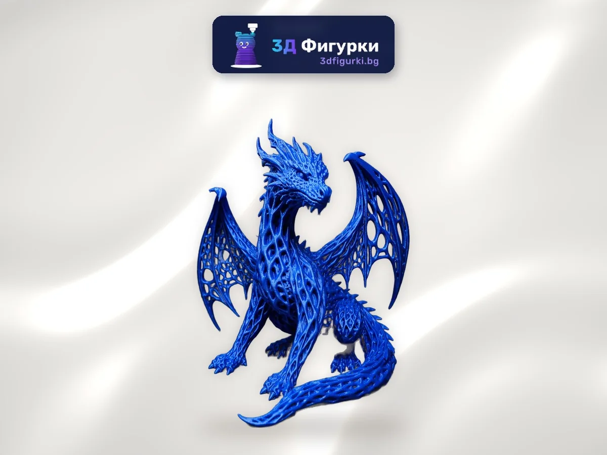 Синя ажурна фигурка Дракон