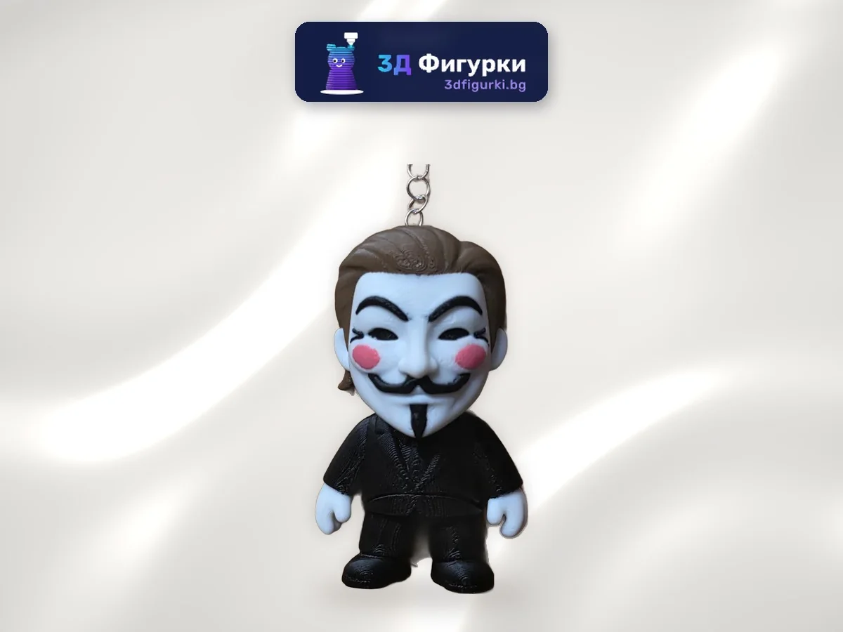Ключодържател човече с маска в стил Anonymous