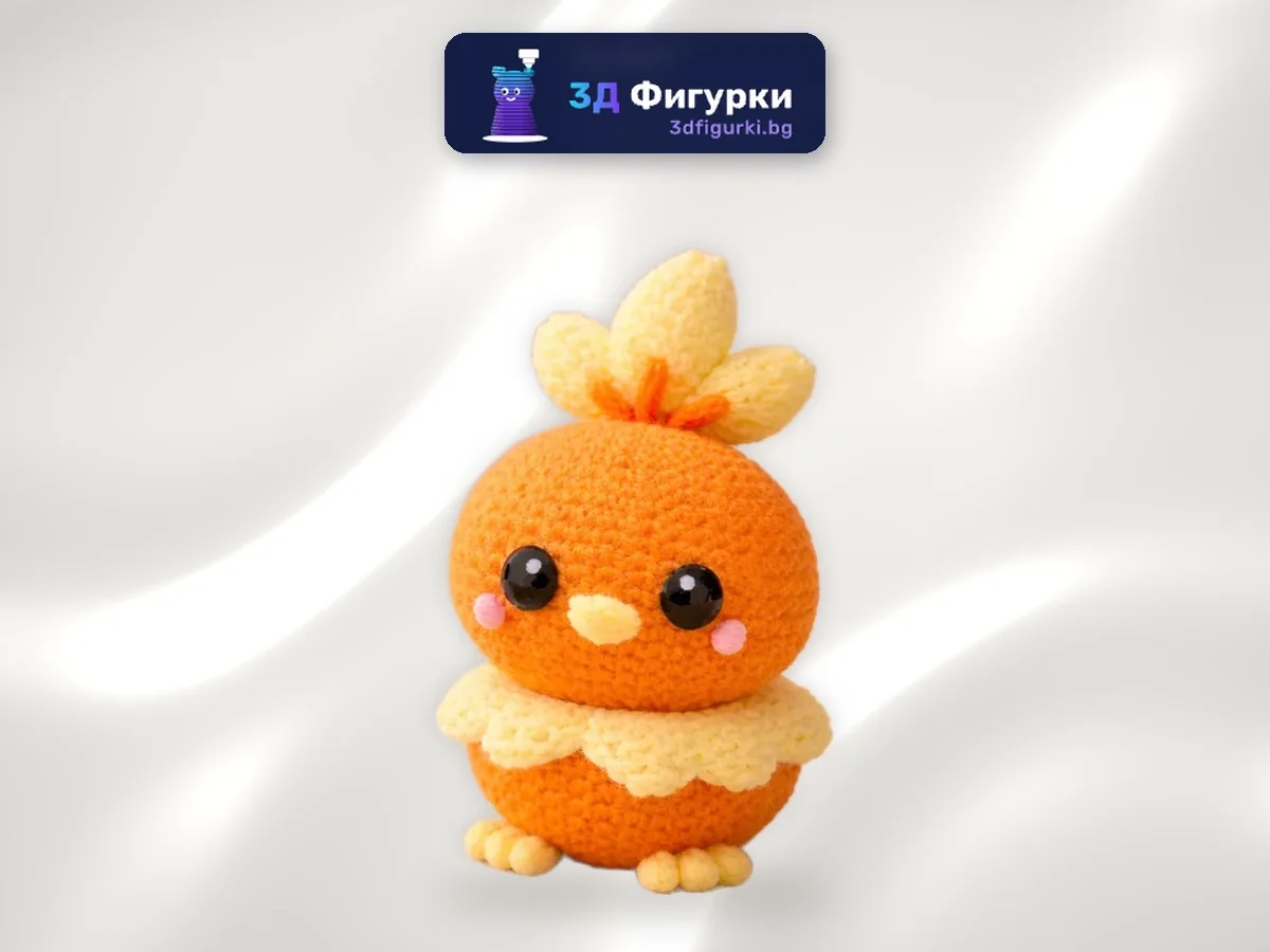 Плетено оранжево пиле в стил Pokémon